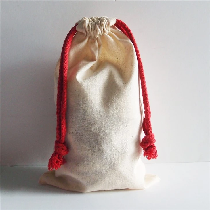 Red Cotton Drawstring Bag